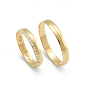 Alianças de casamento em Ouro 18k - Orvalho do Vale - Cód. 1013