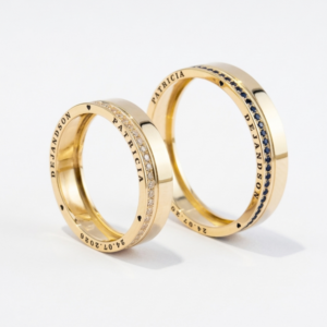 Alianças de casamento em Ouro 18k - Modelo Aurora - Cód. 1048
