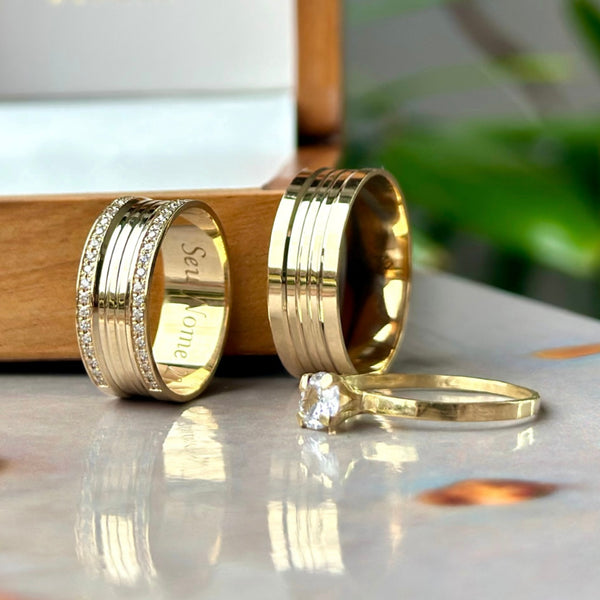 Alianças de casamento em Ouro 18k - Modelo Eternidade 7 Milímetros - Cód. 1045 - Imagem 2
