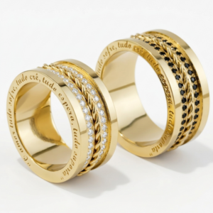 Alianças de casamento em Ouro 18k - Modelo Memórias - Cód. 1018