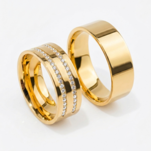 Alianças de casamento em Ouro 18k - Modelo Preciosa - Anatômica - Cód. 1035