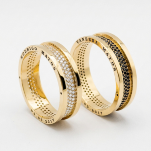 Alianças de casamento em Ouro 18k - Modelo Passos de Ouro - Cód. 1049