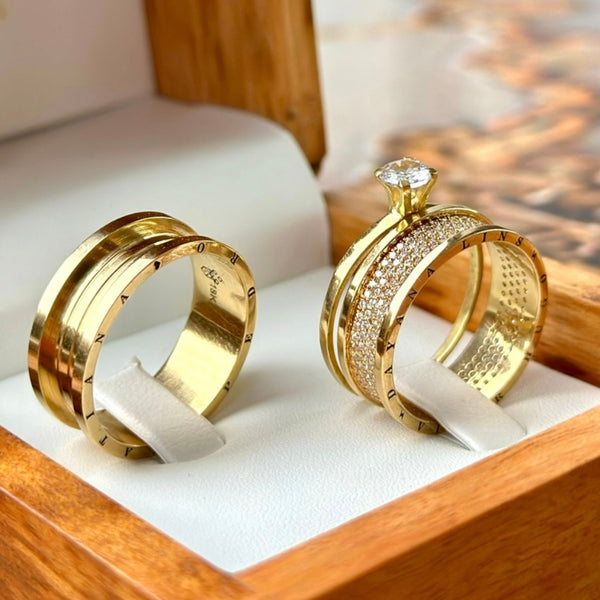 Alianças de casamento em Ouro 18k - Modelo Passos de Ouro - Cód. 1049 - Imagem 2
