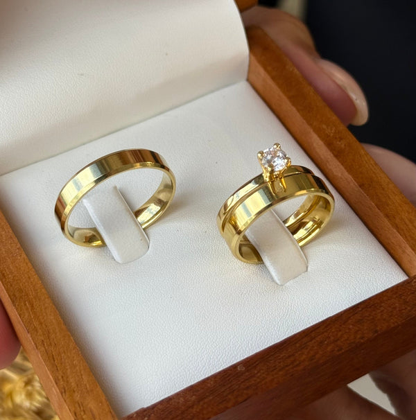 Alianças em Ouro 18k - Modelo Pedido de Ouro - Cód. 1042 - Imagem 3