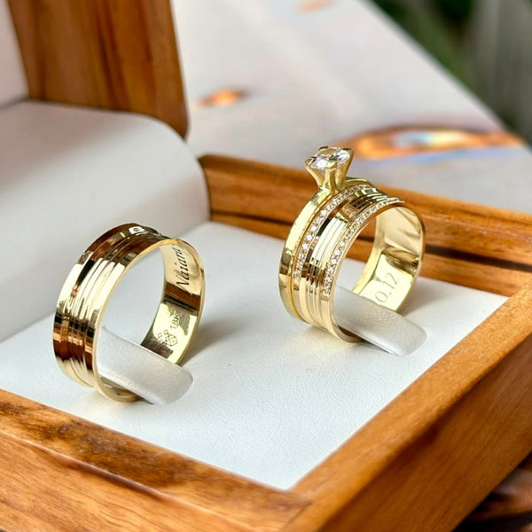 Alianças em Ouro 18k - Modelo Eternidade 6 Milímetros - Cód. 1043 - Imagem 4