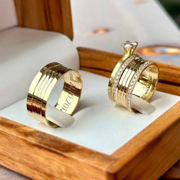 Alianças em Ouro 18k - Modelo Eternidade 8 Milímetros - Cód. 1031 - Imagem 5