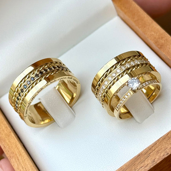 Alianças em Ouro 18k - Modelo Trancoso - Cód. 1020 - Imagem 3