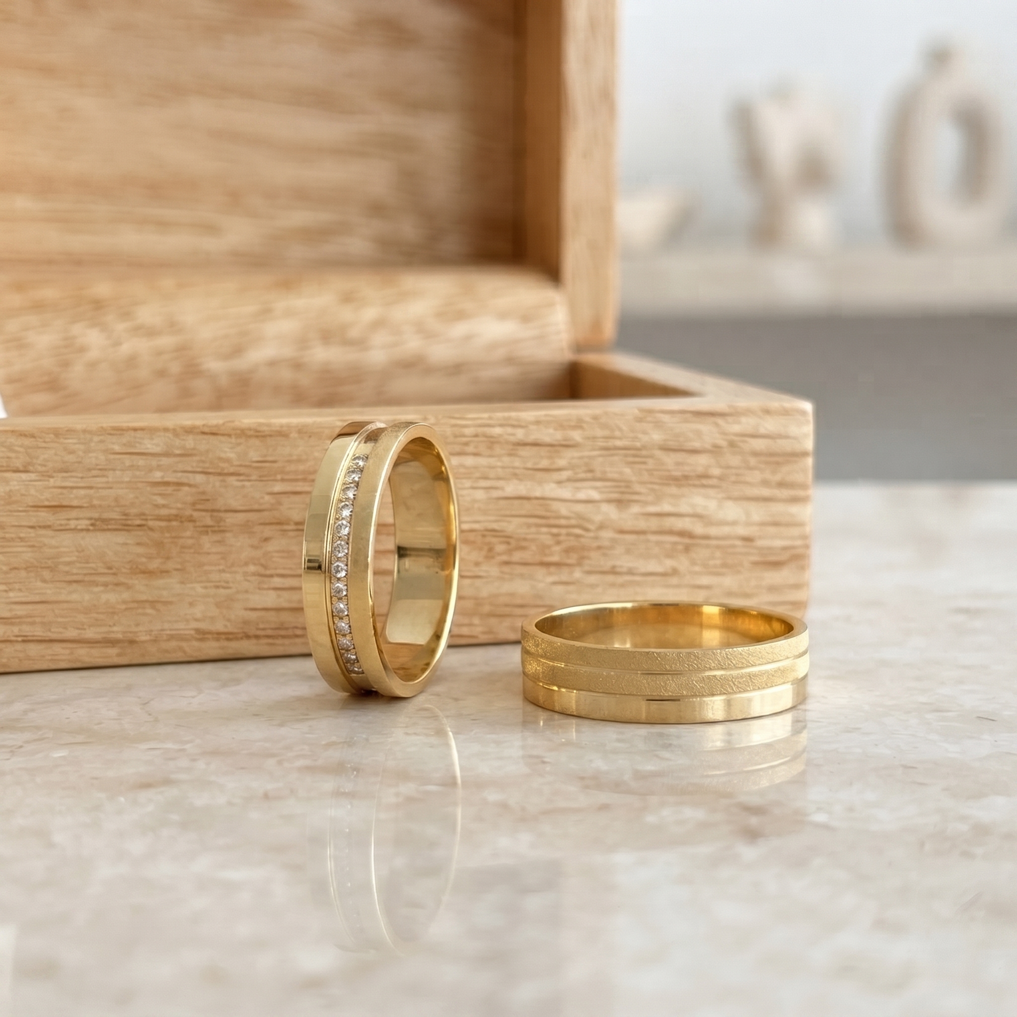 Alianças em Ouro 18k - Modelo Doce Espera - Cód. 1085 - Imagem 2