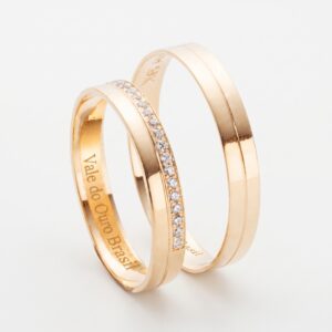 Alianças de Ouro 18k - Traço de Ouro 3mm com Zircônias - Cód. 1062
