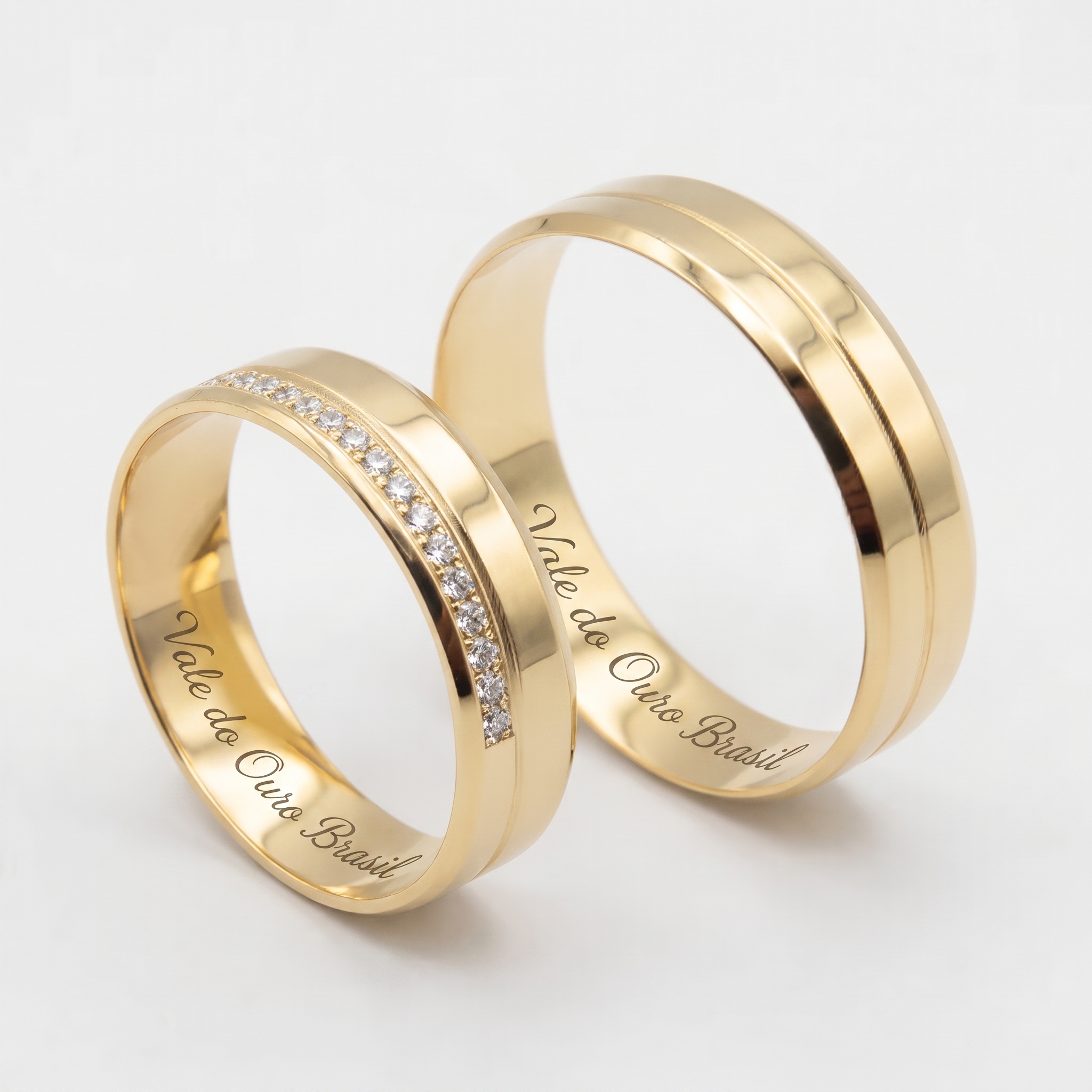 Alianças de casamento em Ouro 18k - Modelo Guardiã - Cód. 1058