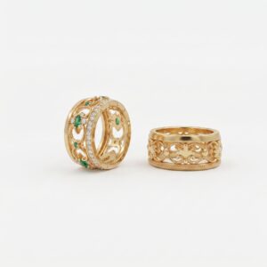 Alianças de casamento em Ouro 18k - Coroa do Vale Esmeralda - Cód. 1057