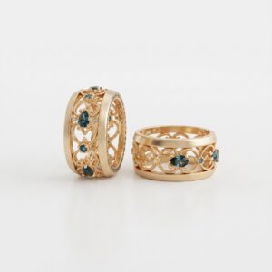 Alianças de casamento em Ouro 18k - Coroa do Vale Turmalina - Cód. 1087