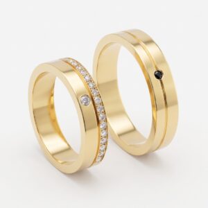 Alianças de casamento em Ouro 18k & Diamantes - Modelo Angra - Cód. 1047