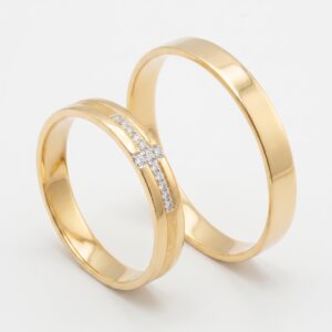 Alianças de casamento em Ouro 18k - Diamantina - Cód. 1023