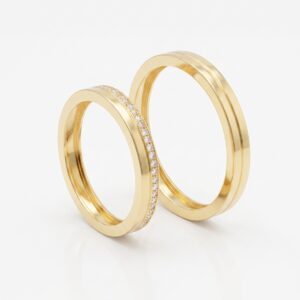 Alianças de casamento em Ouro 18k - Modelo Tesouro - Cód. 1052