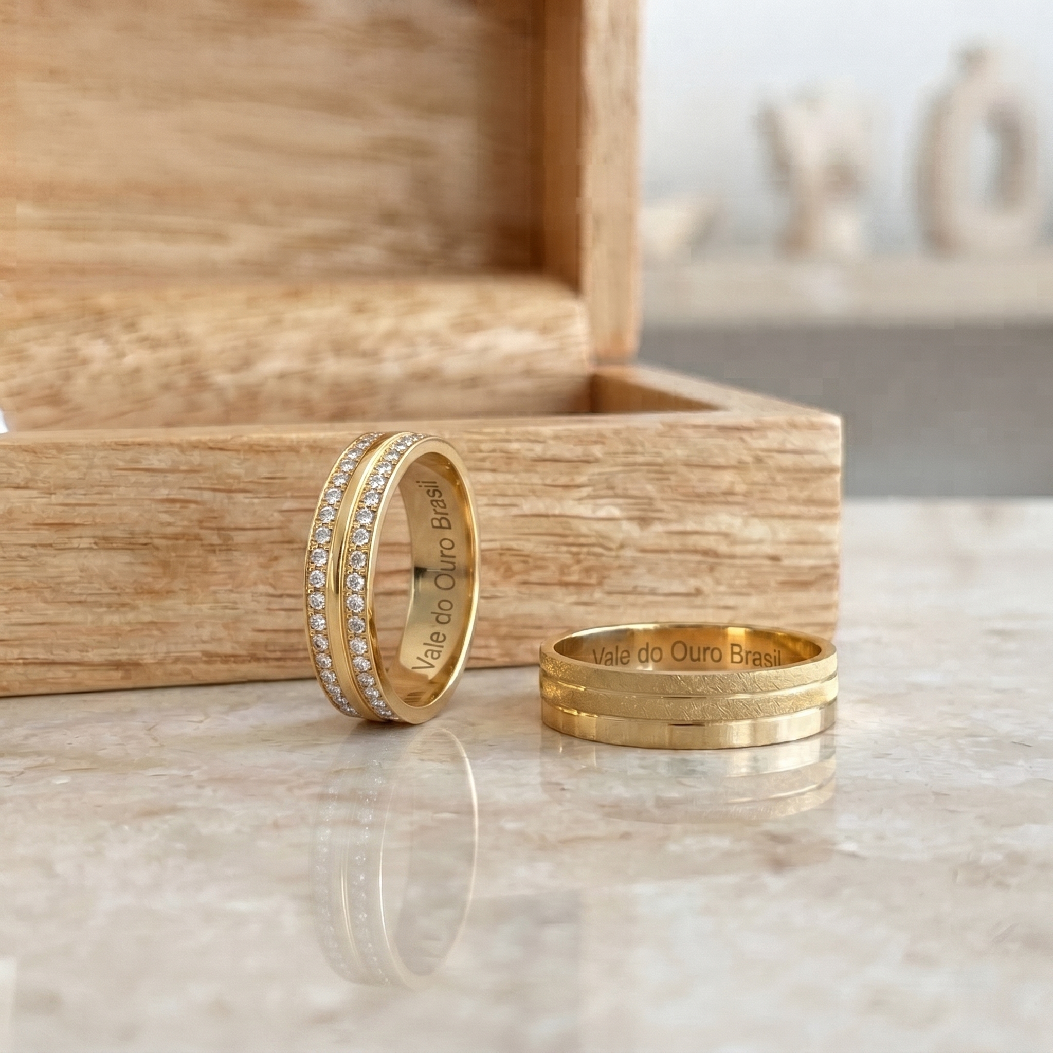 Alianças em Ouro 18k - Modelo Brisa do Vale - Cód. 1079 - Imagem 2