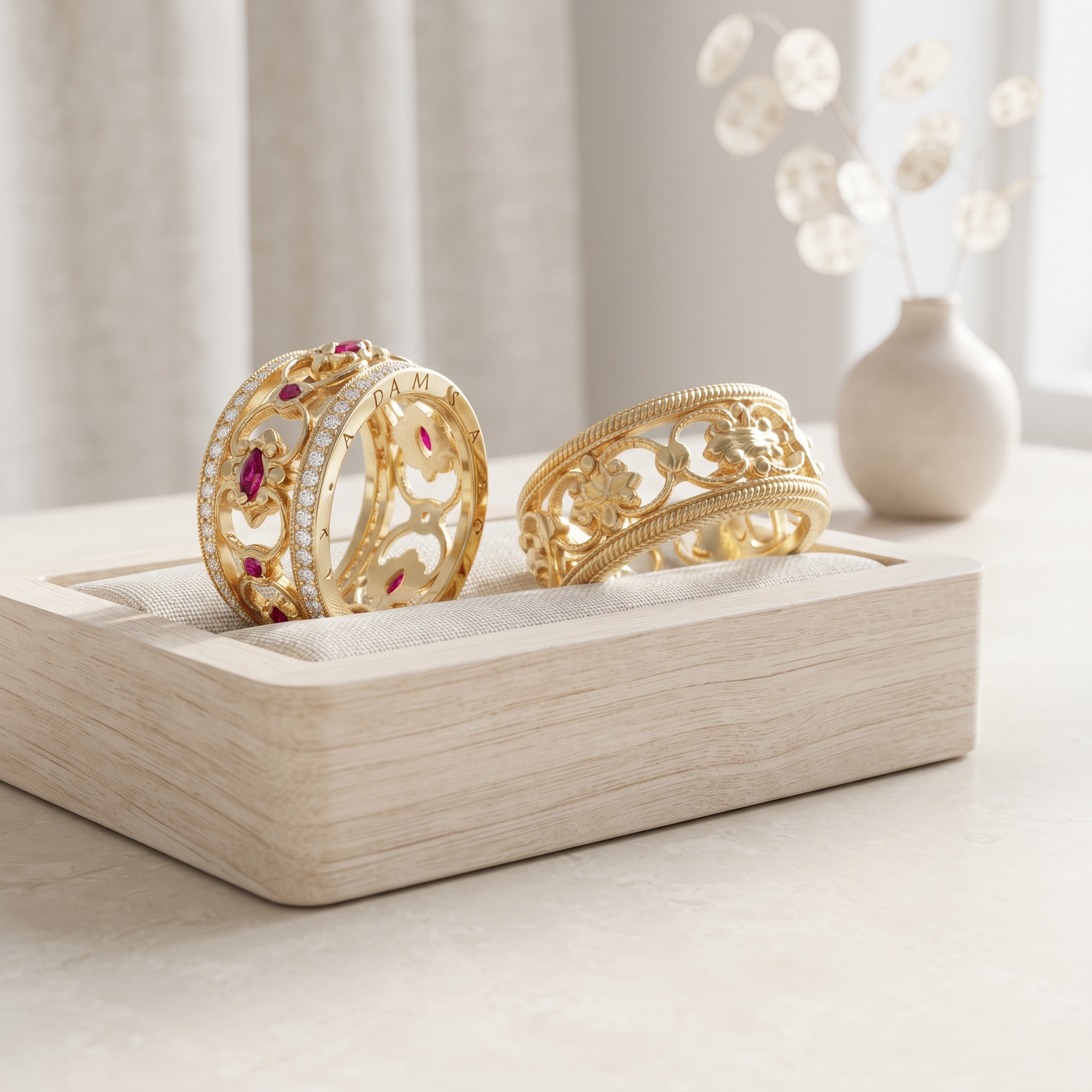 Alianças de casamento em Ouro 18k - Coroa do Vale Rubi - Cód. 1055 - Imagem 2